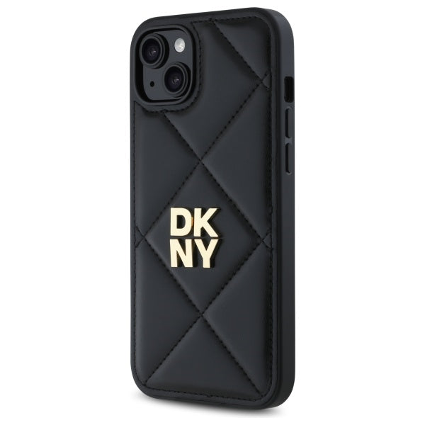 DKNY Quilted Stack Logo dėklas iPhone 15 Plus – juodas