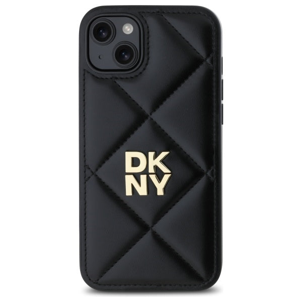 DKNY Quilted Stack Logo dėklas iPhone 15 Plus – juodas