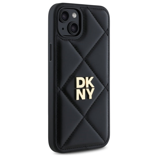 DKNY Quilted Stack Logo dėklas iPhone 15 Plus – juodas