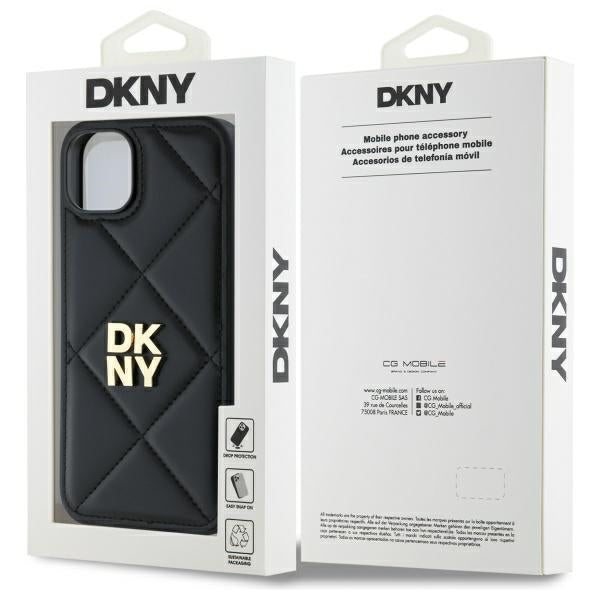 DKNY Quilted Stack Logo dėklas iPhone 15 Plus – juodas