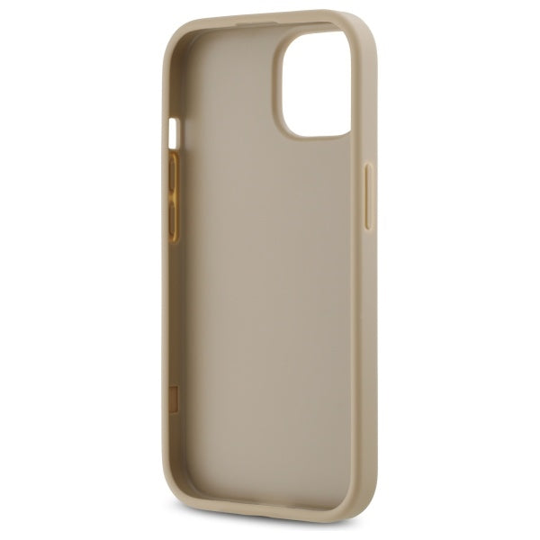 DKNY Quilted Stack Logo dėklas iPhone 15 – smėlinis