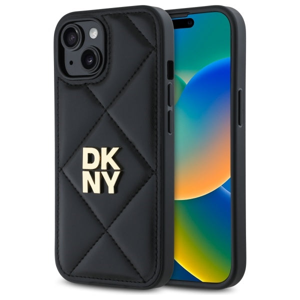 DKNY dygsniuotas dėklas iPhone 15 – juodas