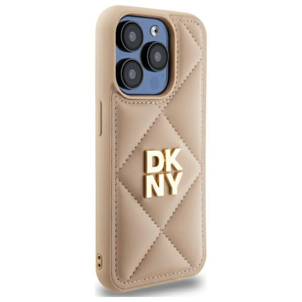 DKNY dygsniuotas dėklas iPhone 15 Pro Max – smėlinis
