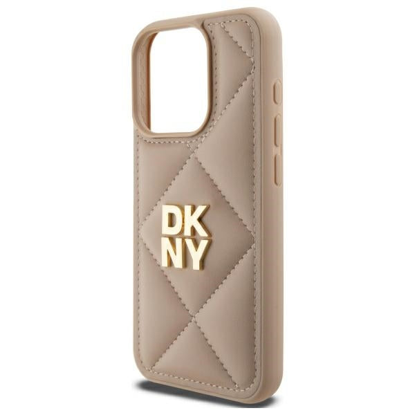 DKNY dygsniuotas dėklas iPhone 15 Pro Max – smėlinis