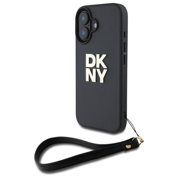 DKNY dėklas iPhone 16 6,1" su riešo dirželiu – juodas