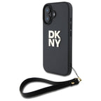 DKNY dėklas iPhone 16 6,1" su riešo dirželiu – juodas