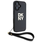 DKNY dėklas iPhone 16 6,1" su riešo dirželiu – juodas