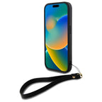 DKNY dėklas iPhone 16 6,1" su riešo dirželiu – juodas