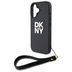 DKNY dėklas iPhone 16 6,1" su riešo dirželiu – juodas