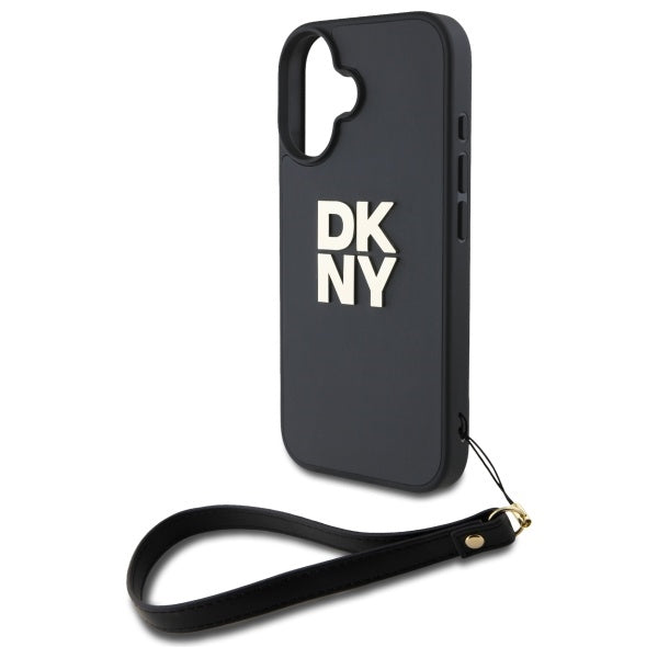 DKNY dėklas iPhone 16 6,1" su riešo dirželiu – juodas