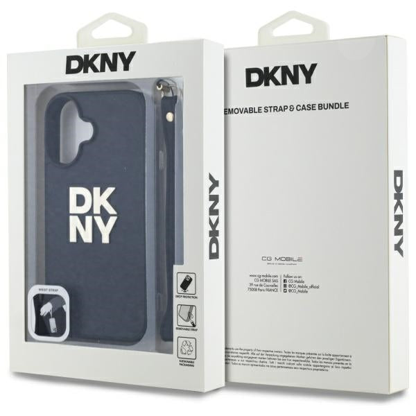 DKNY dėklas iPhone 16 6,1" su riešo dirželiu – juodas