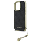 Guess 4G Charms Collection dėklas iPhone 16 Pro – juodas