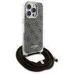 Guess Crossbody Cord 4G Print dėklas iPhone 16 Pro – rudas