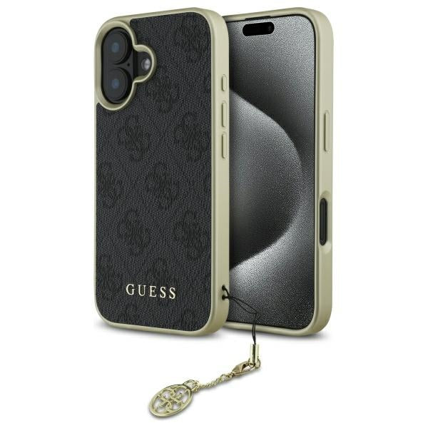 Guess 4G Charms dėklas iPhone 16 Plus – juodas
