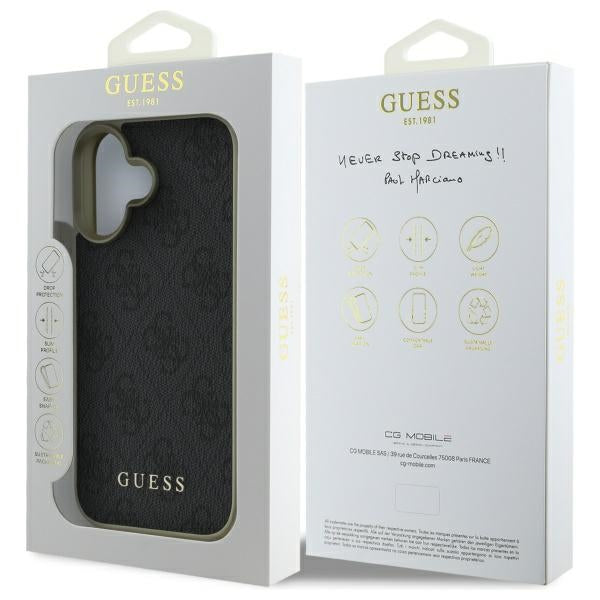 Guess 4G Charms dėklas iPhone 16 Plus – juodas
