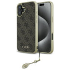 Guess 4G Charms dėklas iPhone 16 – rudas
