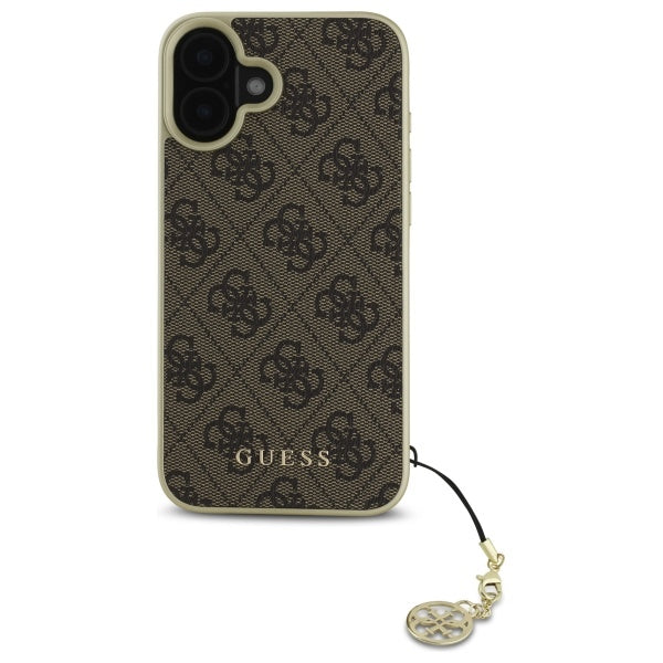 Guess 4G Charms dėklas iPhone 16 – rudas