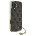 Guess 4G Charms dėklas iPhone 16 – rudas