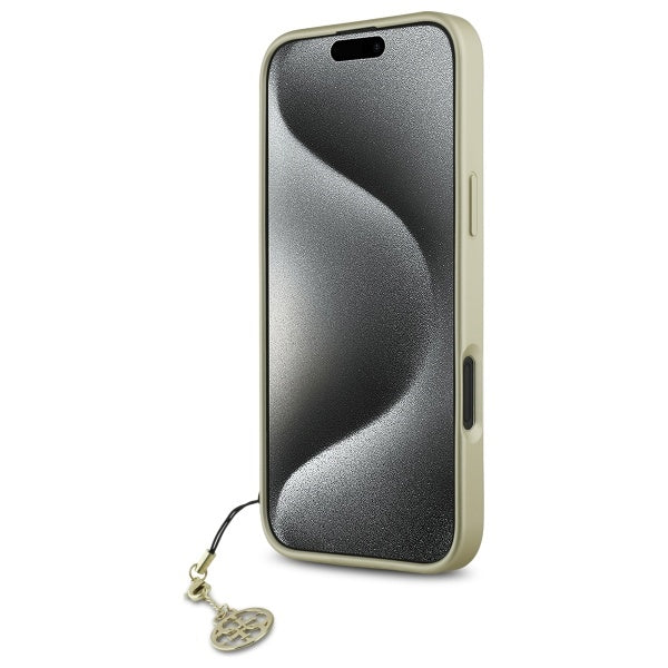 Guess 4G Charms dėklas iPhone 16 – rudas