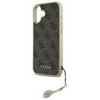 Guess 4G Charms dėklas iPhone 16 – rudas