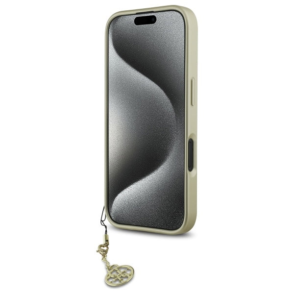 Guess 4G Charms dėklas iPhone 16 – juodas