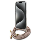 Guess Crossbody Cord 4G Print dėklas iPhone 16 – rožinis -- iPhone 16