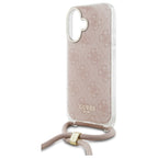 Guess Crossbody Cord 4G Print dėklas iPhone 16 – rožinis -- iPhone 16