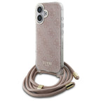 Guess Crossbody Cord 4G Print dėklas iPhone 16 – rožinis -- iPhone 16
