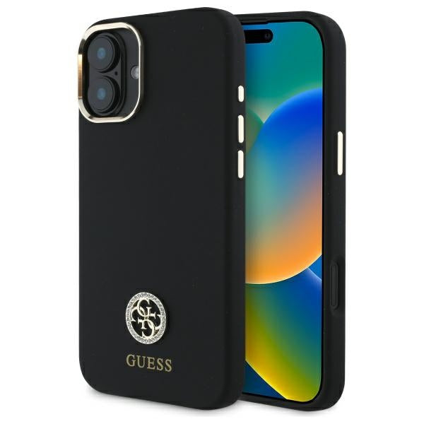 Guess silikoninis dėklas iPhone 16 – juodas