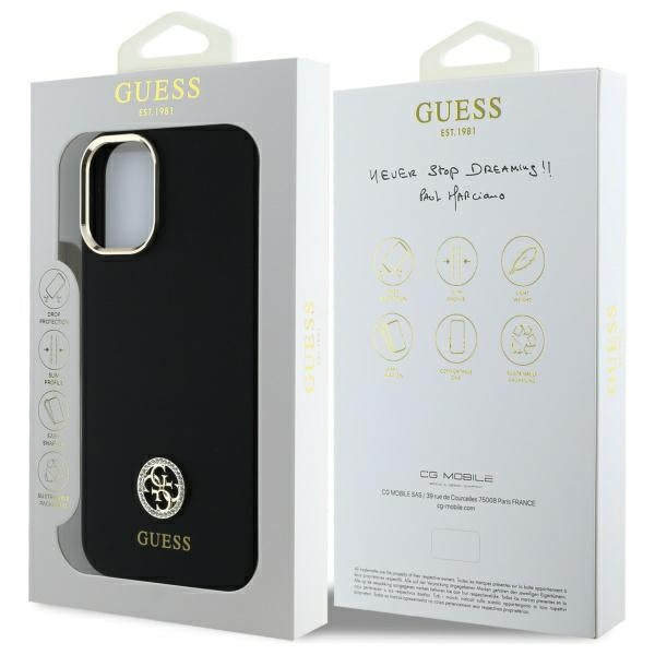 Guess silikoninis dėklas iPhone 16 – juodas