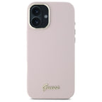 Guess silikoninis dėklas iPhone 16 – rožinis