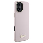 Guess silikoninis dėklas iPhone 16 – rožinis
