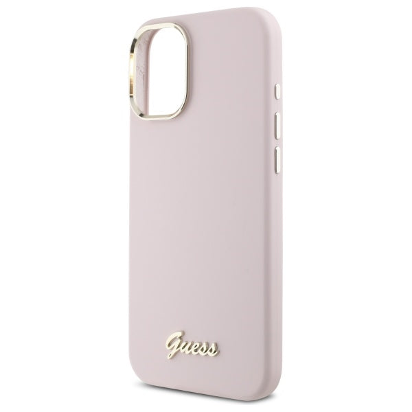 Guess silikoninis dėklas iPhone 16 – rožinis