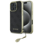 Guess 4G Charms dėklas iPhone 16 Pro Max – juodas