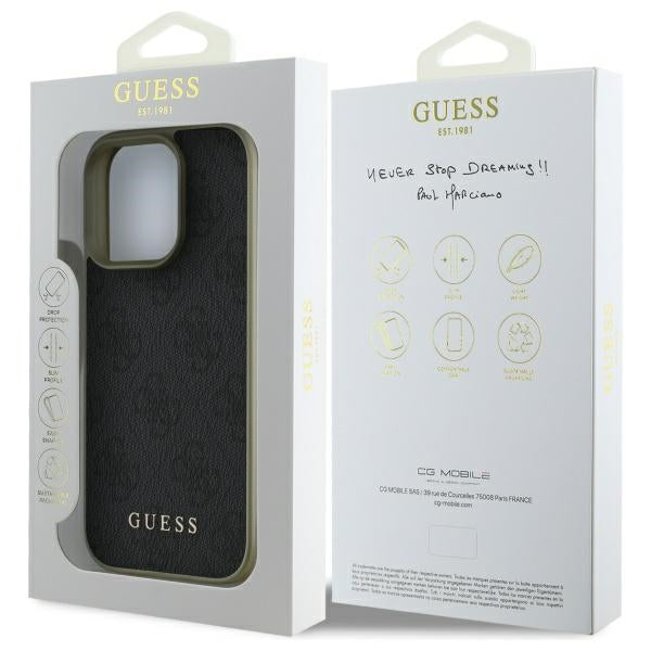Guess 4G Charms dėklas iPhone 16 Pro Max – juodas