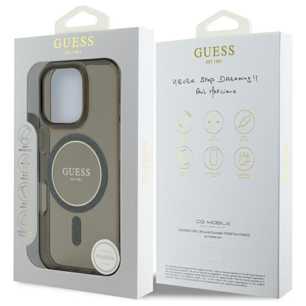 Guess MagSafe dėklas iPhone 16 Pro – juodas