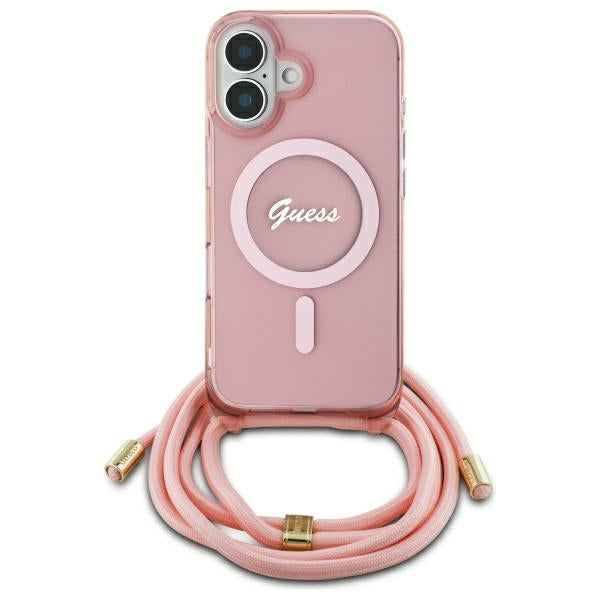 Guess MagSafe dėklas su dirželiu iPhone 16 – rožinis -- iPhone 16