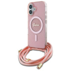 Guess MagSafe dėklas su dirželiu iPhone 16 – rožinis -- iPhone 16