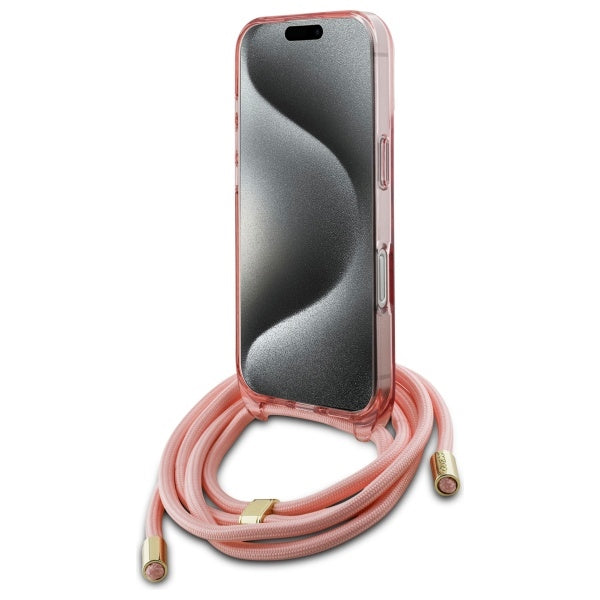 Guess MagSafe dėklas su dirželiu iPhone 16 – rožinis -- iPhone 16