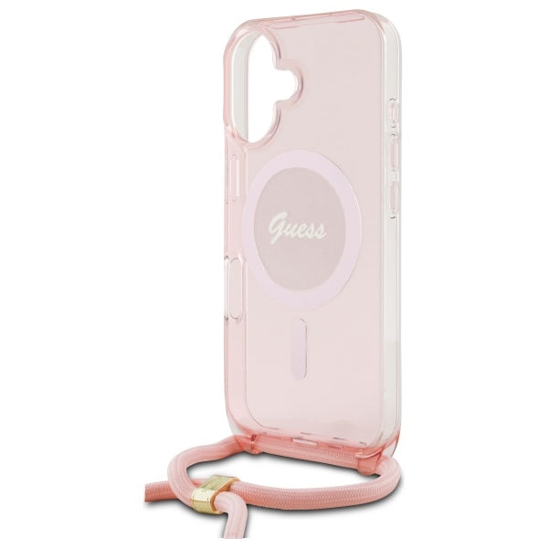 Guess MagSafe dėklas su dirželiu iPhone 16 – rožinis -- iPhone 16