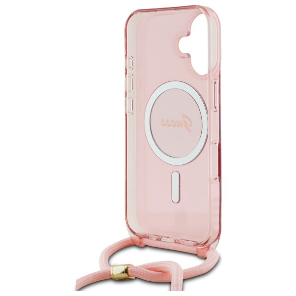Guess MagSafe dėklas su dirželiu iPhone 16 – rožinis -- iPhone 16