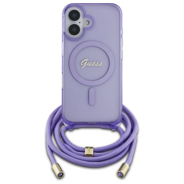 Guess Crossbody MagSafe dėklas iPhone 16 – violetinis