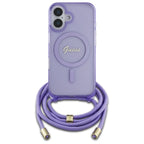 Guess Crossbody MagSafe dėklas iPhone 16 – violetinis
