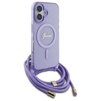 Guess Crossbody MagSafe dėklas iPhone 16 – violetinis