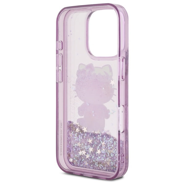 Hello Kitty Liquid Glitter dėklas iPhone 16 Pro – violetinis