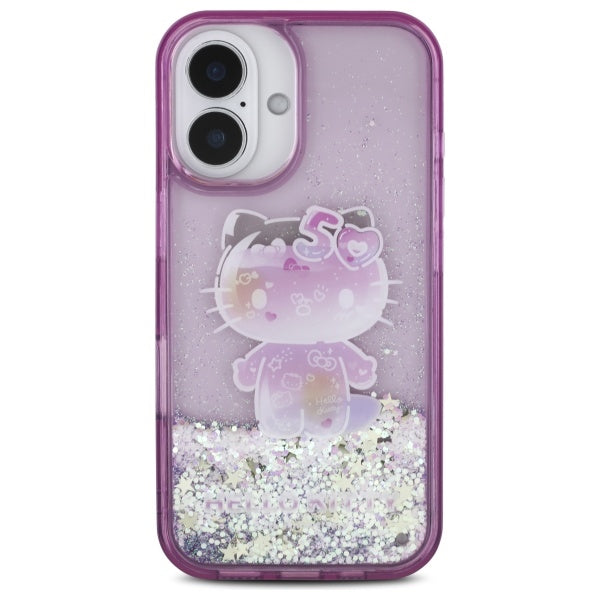 Hello Kitty Liquid Glitter dėklas iPhone 16 – violetinis