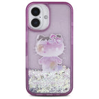 Hello Kitty Liquid Glitter dėklas iPhone 16 – violetinis