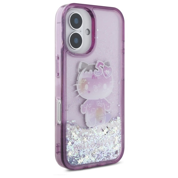 Hello Kitty Liquid Glitter dėklas iPhone 16 – violetinis