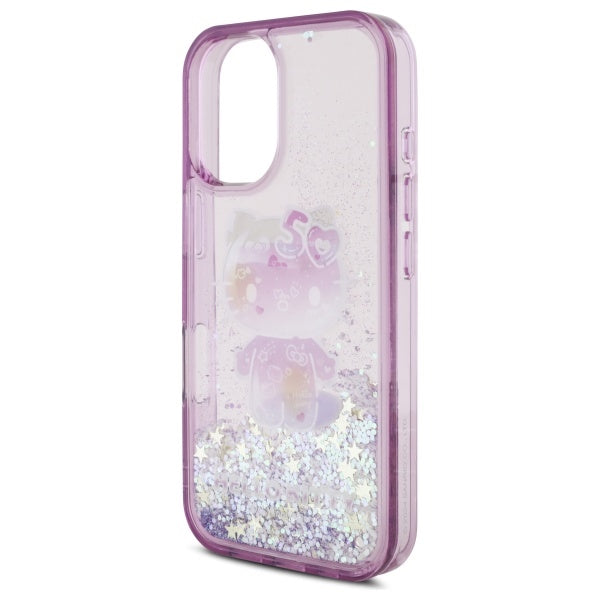 Hello Kitty Liquid Glitter dėklas iPhone 16 – violetinis