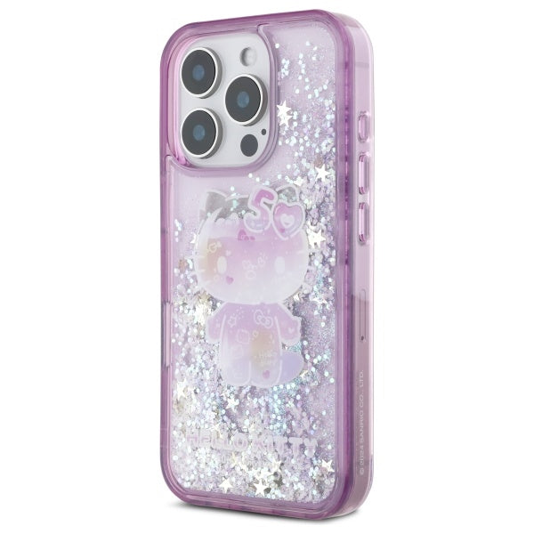Hello Kitty blizgantis dėklas iPhone 16 Pro Max – violetinis